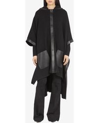 Ferragamo - Leather-Trimmed Poncho With Hood - Lyst