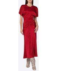Victoria Beckham - Midi Dress With Gathered-Waist - Lyst