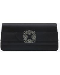 Manolo Blahnik - Gothisi Clc Crystal Buckle Satin Clutch - Lyst