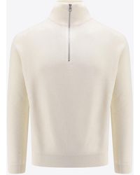 Moncler - Logo Patch Half-Zip Knitted Sweater - Lyst
