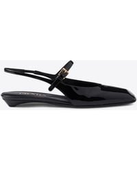 Prada - Patent Leather Slingback Flats - Lyst