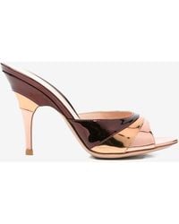 Gianvito Rossi - Marea 95 Metallic Leather Mules - Lyst