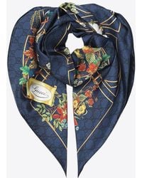 Gucci - Floral Print Silk Scarf - Lyst