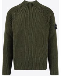 Stone Island - Mock-Neck Ribbed Knit Sweater - Lyst