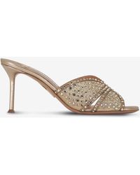 Aquazzura - Lover 75 Crystal-Embellished Mules - Lyst