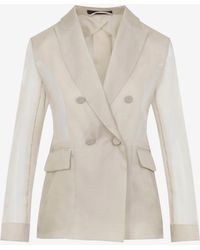 Max Mara - Slogan Double-Breasted Blazer - Lyst