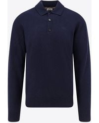 Burberry - Cashmere Long-Sleeved Polo Sweater - Lyst