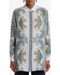 Etro - Paisley Print Button-Up Silk Shirt - Lyst