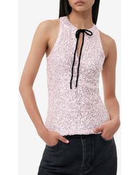 Ganni - Sequined Sleeveless Top - Lyst