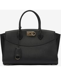 Ferragamo - Large Studio Leather Top Handle Bag - Lyst