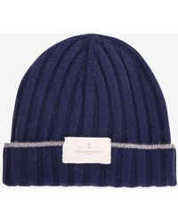 Brunello Cucinelli - Logo Patch Ribbed Beanie - Lyst