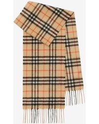 Burberry - Check Fringed Scarf - Lyst