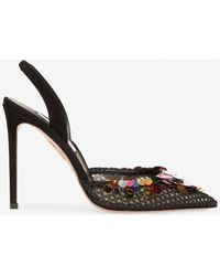 Aquazzura - Can Can 105 Paillettes-Embellished Mesh Pumps - Lyst