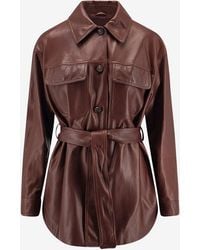 Brunello Cucinelli - Belted Leather Jacket - Lyst