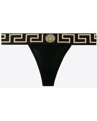 Versace - Greca Waistband Thongs - Lyst