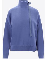 Fendi - High-Neck Wool Sweater With Strap - Lyst