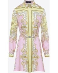 Versace - Spring Barocco Print Silk Mini Shirt Dress - Lyst