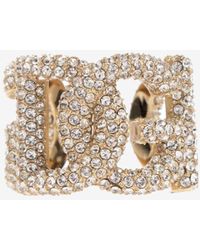 Dolce & Gabbana - Crystal-Embellished Dg Logo Ring - Lyst