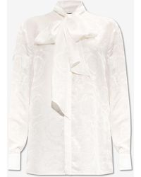Versace - Barocco Jacquard Long-Sleeved Silk Shirt - Lyst