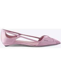 Prada - Cut-Out Satin Ballet Flats - Lyst