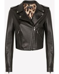 Dolce & Gabbana - Leather Biker Jacket - Lyst