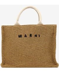 Marni - Small East-West Raffia Tote Bag - Lyst