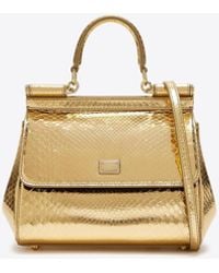 Dolce & Gabbana - Medium Sicily Python Print Leather Top Handle Bag - Lyst