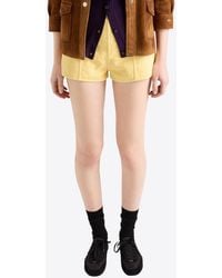 Prada - Logo Patch Double Mini Shorts - Lyst