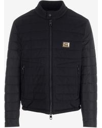 Dolce & Gabbana - Logo Plaque Quilted Jacket - Lyst
