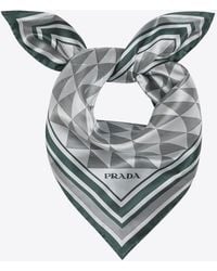 Prada - Geometric Print Silk Twill Scarf - Lyst