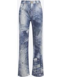 Roberto Cavalli - Graphic Print Distressed Jeans - Lyst