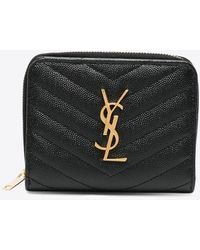 Saint Laurent - Cassandre Quilted Leather Zip Wallet - Lyst