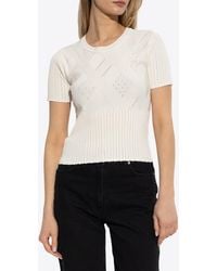 KENZO - Cropped Knit Top With Perforations - Lyst