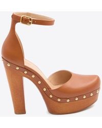 Chloé - Lola 130 Studded Leather Platform Pumps - Lyst