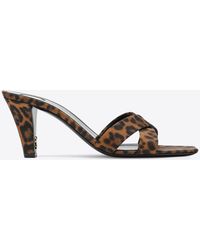 Saint Laurent - Jill 75 Leopard Print Mules - Lyst