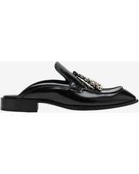 Loewe - Edge Brushed Leather Flat Mules - Lyst