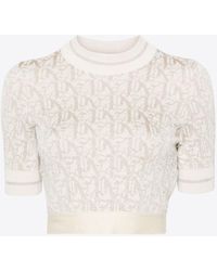 Palm Angels - Monogram Jacquard Knitted Cropped Top - Lyst