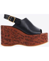 Chloé - Maxime 80 Leather Wedge Sandals - Lyst