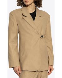 Ganni - Off-Center Front Striped Blazer - Lyst