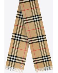 Burberry - Giant Check Motif Cashmere Scarf - Lyst