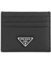Prada - Triangle Logo Leather Cardholder - Lyst