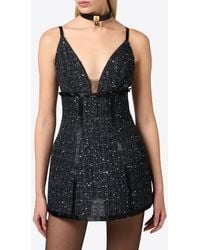 Elisabetta Franchi - Sequin-Embellished Tweed Mini Dress - Lyst