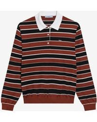 Prada - Long-Sleeved Stripe Silk Polo T-Shirt - Lyst