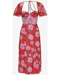 ROTATE BIRGER CHRISTENSEN - Floral Print Paneled Midi Dress - Lyst