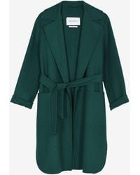 Max Mara - Long Wool Coat With Self-Tie Belt - Lyst