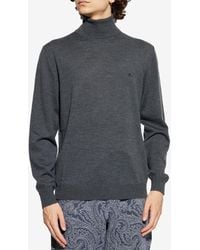Etro - Embroidered Logo Wool Turtleneck - Lyst