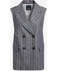 Max Mara - Double-Breasted Pinstripe Linen Vest - Lyst