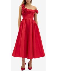 Rachel Gilbert - Floral-Applique Midi Dress - Lyst
