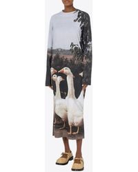 Moschino - Goose Print Interlock Midi Dress - Lyst