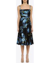 Dolce & Gabbana - Floral-Printed Sleeveless Midi Dress - Lyst